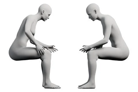 Figure model sitting grid white background Stockillustratie