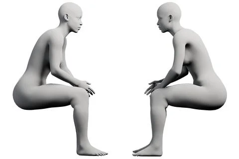 Figure model sitting multiview collage white studio Stockillustratie