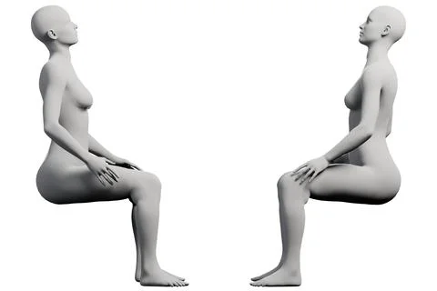 Figure model sitting multiview collage Stockillustratie