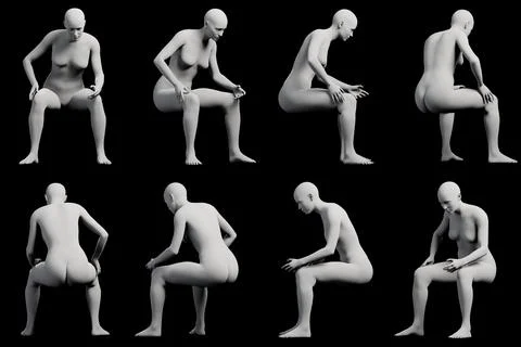 Figure model sitting in studio Stock Illustration