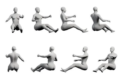Figure model sitting in various angles Stock Illustration