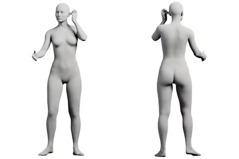 Figure model standing in a grid collage Stock Illustration