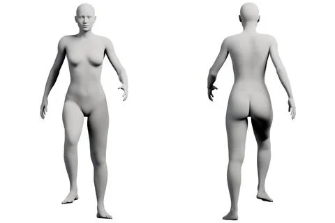 Figure model standing in a grid collage with white background Stock Illustration