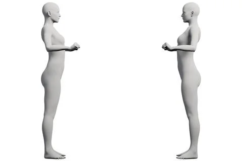 Figure model standing multiview collage white background Ilustração Stock