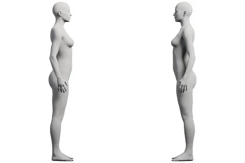 Figure model standing side view white background Ilustração Stock