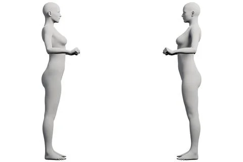 Figure model standing side view white background Ilustração Stock