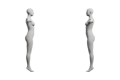 Figure model standing in studio grid Stock Illustration