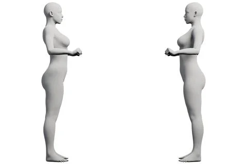 Figure model standing in white studio Stock Illustration