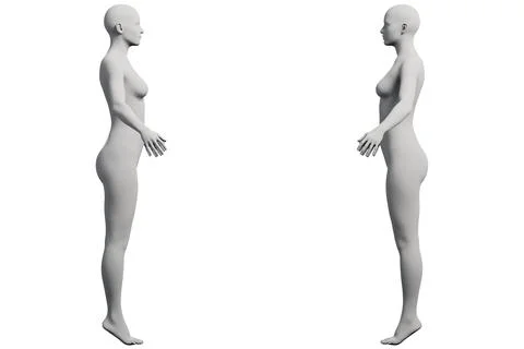 Figure model standing in white studio Stock Illustration