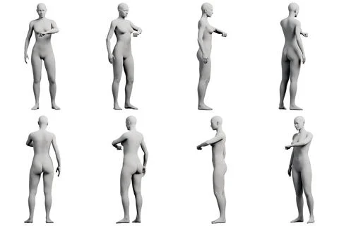 Figure model standing in white studio Stock Illustration