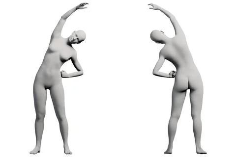 Figure model stretching front and back Stock Illustration