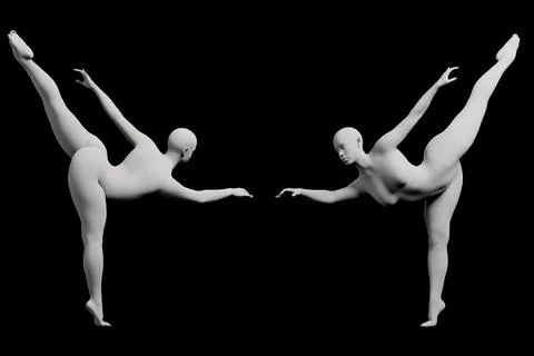 Figure model stretching multiview collage Stock Illustration