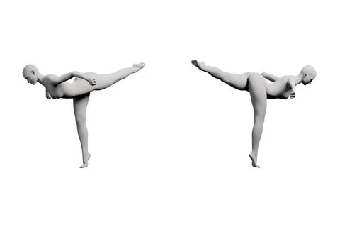 Figure model stretching in white studio Stock Illustration