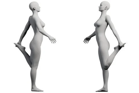 Figure model stretching in white studio Ilustração Stock