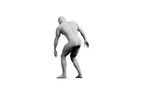 Figure model striding confidently in a white studio Stock Illustration