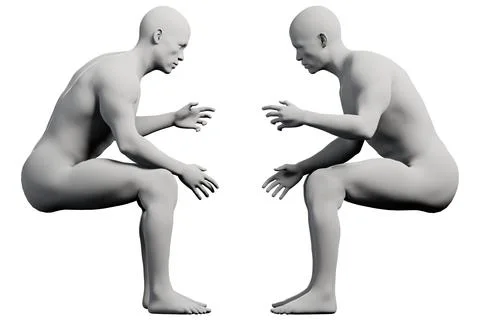 Figure model in tense gestures, multiview collage Illustrazione stock