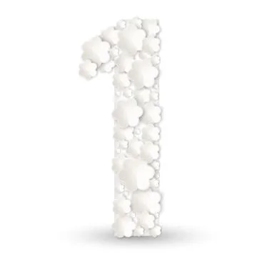 Figure one made of white flowers vector illustration isolated Stock-Illustration