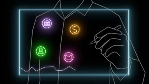 A figure points at a glowing interface displaying user-related Stock Footage 302634452