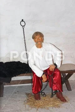 Figure of prisoner made of wax in House-museum of General Judge Kochubey in B Stock Photos