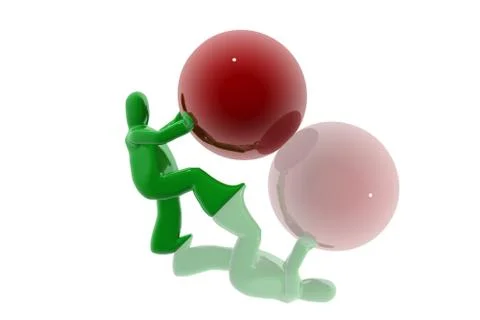 Figure pushing sphere Stock Illustration