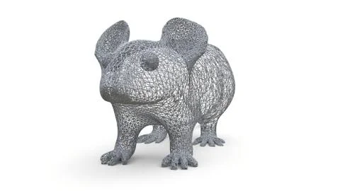 The figure of a rat is made of a spatial polygonal grid. Animal symbol 2020. 3d Stock Illustration