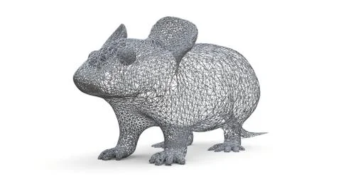 The figure of a rat is made of a spatial polygonal grid. Animal symbol 2020. 3d Stock Illustration