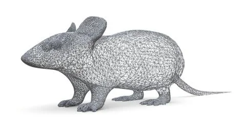 The figure of a rat is made of a spatial polygonal grid. Animal symbol 2020. 3d Stock Illustration