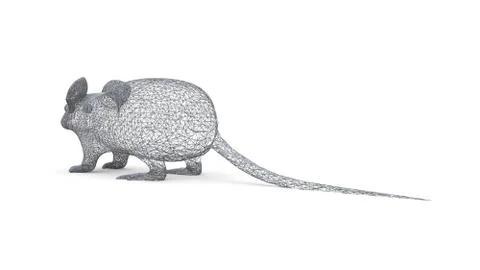 The figure of a rat is made of a spatial polygonal grid. Animal symbol 2020. 3d Stock Illustration