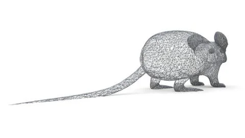 The figure of a rat is made of a spatial polygonal grid. Animal symbol 2020. 3d Stock Illustration
