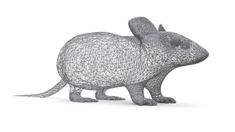 The figure of a rat is made of a spatial polygonal grid. Animal symbol 2020. 3d Stock Illustration