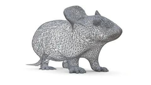 The figure of a rat is made of a spatial polygonal grid. Animal symbol 2020. 3d Stock Illustration