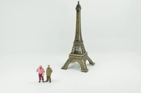 A figure with the scale Tower with Paris Stock Photos