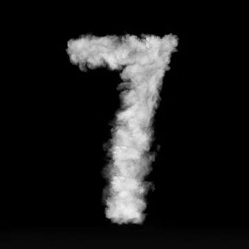 Figure seven made from white clouds on a black background. Stock Illustration