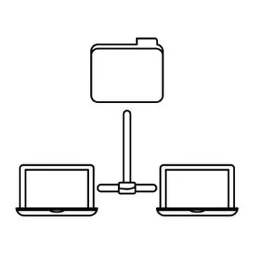 Figure shared documents data center related Illustrazione stock
