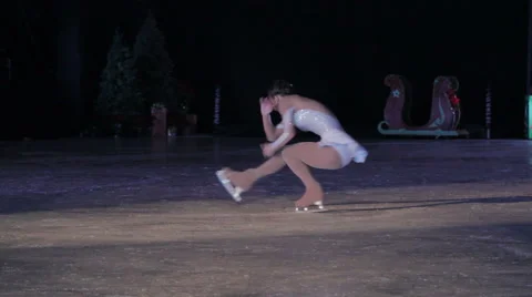 Figure skater performing a Pirouette Stock Footage