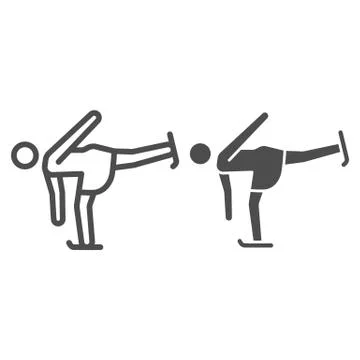 Figure skater performs exercise line and solid icon, Winter sport concept, ice イラスト素材
