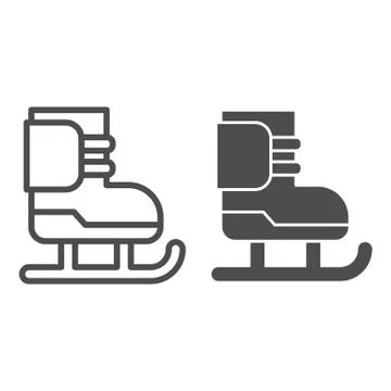 Figure skates line and solid icon. Ice sports activity item symbol, outline Stock Illustration