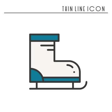 Figure skates thin line icon. Outline sport decorated pictogram. Winter eleme Stock Illustration