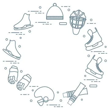 Figure skating and hockey elements. イラスト素材