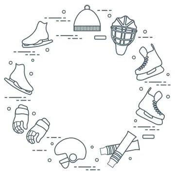 Figure skating and hockey elements. Illustrazione stock