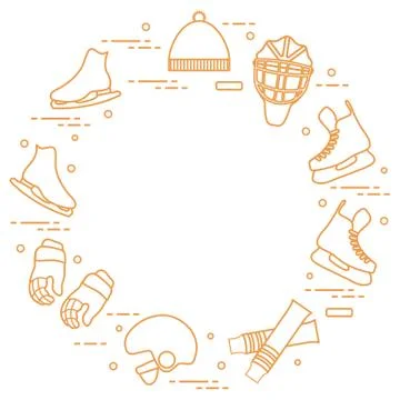 Figure skating and hockey elements. Illustrazione stock