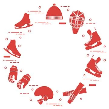 Figure skating and hockey elements. Illustrazione stock