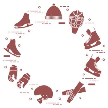 Figure skating and hockey elements. Illustrazione stock