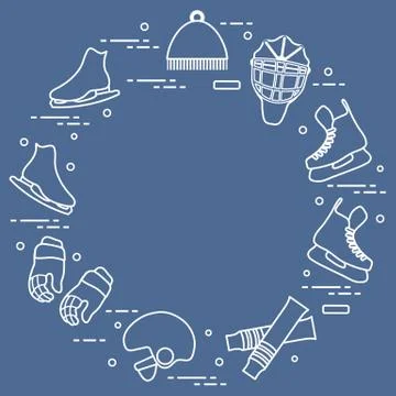 Figure skating and hockey elements. Stock Illustration