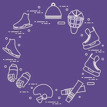 Figure skating and hockey elements. Illustrazione stock