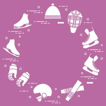 Figure skating and hockey elements. イラスト素材