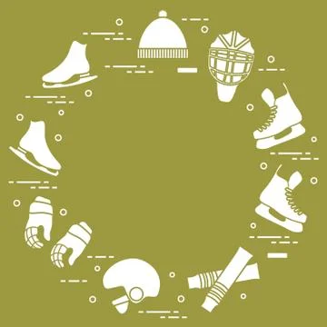 Figure skating and hockey elements. Stock Illustration