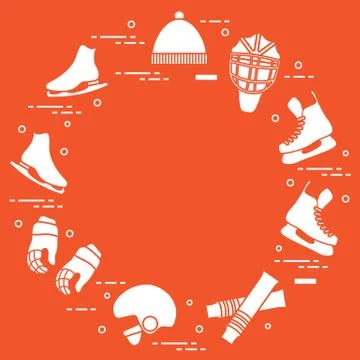 Figure skating and hockey elements. Stockillustratie