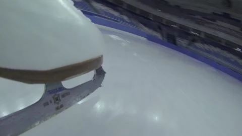 Figure skating a close up of skates on ice 스톡 동영상 98214192