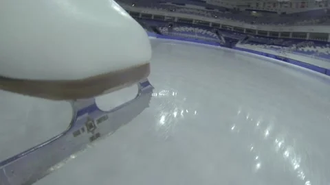 Figure skating a close up of skates on ice 스톡 동영상 98214272